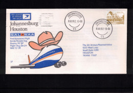 South Africa 1982 SAA First Scheduled Flight Johannesburg - Houston - Cartas & Documentos