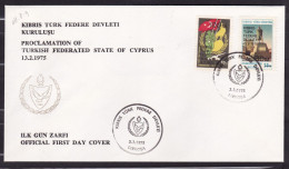 1975 Cipro Turca - Turkish Cyprus PROCLAMAZIONE STATO TURCO DI CIPRO - PROCLAMATION OF TURKISH STATE OF CYPRUS FDC - Gebruikt