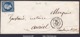 FRANCE N°14A SUR LETTRE PC 3418 TRETS BOUCHES DU RHONE + CAD DU 29/06/1857 - 1853-1860 Napoléon III.