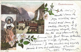 Lauterbrunnen Litho 1898 Stabstempel Bulle Bernerin In Tracht - Lauterbrunnen