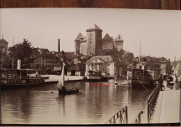 Photo 1890's Annecy Le Port Et Le Château France Tirage Albuminé Albumen Print Vintage - Plaatsen