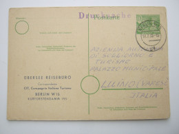 1953 , 10 Pfg. Bauten , Auslands-Drucksache Mit Privatem Zudruck Nach Italien, Sehr Selten - Postkaarten - Gebruikt