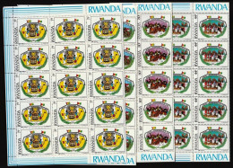 WW6972f- RUANDA 1985- MNH_ 4 FOLDED SHEETS / 25 ISSUES  /  100 STAMPS - Unused Stamps