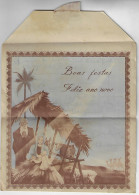 Brazil 1940s Postal Stationery Social Message Local Shipped Closing Label Christmas Scene Joseph Mary Jesus Animal Fauna - Postal Stationery