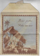 Brazil 1940s Postal Stationery Social Message Local Shipped Closing Label Christmas Scene Joseph Mary Jesus Animal Fauna - Entiers Postaux