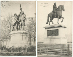 Lot De 2 CPA Précurseurs De PARIS (75) – Statue De Henri IV (C.L.C. 257) - Statue De Lafayette Et Washington (C.L.C. 70) - Statues