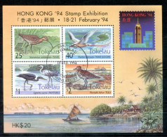 TOKELAU Block 2, Bl.2 FD Canc. - Vögel, Birds, Oiseaux, Hong Kong '94 - TOKÉLAOU - Tokelau
