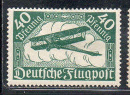 GERMANY GERMANIA GERMAN REICH EMPIRE IMPERO 1919 AIRMAIL AIR POST MAIL POSTA AEREA BIPLANE BIPLANO 40pf MLH - Poste Aérienne & Zeppelin