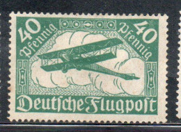 GERMANY GERMANIA GERMAN REICH EMPIRE IMPERO 1919 AIRMAIL AIR POST MAIL POSTA AEREA BIPLANE BIPLANO 40pf MLH - Correo Aéreo & Zeppelin