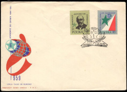 POLAND(1959) Zamenhof. Esperanto. Unaddressed FDC With Cachet And Thematic Cancel. Scott Nos 859-60. - Esperanto