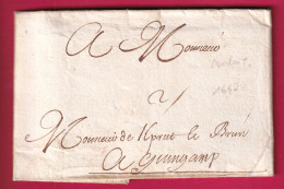 LETTRE DE MORLAIX FINISTERE 1667 POUR GUINGAMP TAXE 2 INDICE 19 LETTRE - ....-1700: Precursors