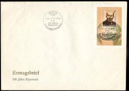 EAST GERMANY(1987) Zamenhofr. Esperanto. Oversized Unaddressed FDC With Cachet And Thematic Cancel. Scott No 2617. - Esperánto