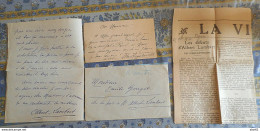 LETTRE ECRITE + CARTE TELEGRAMME + ARTICLE DE PRESSE ALBERT LAMBERT COMEDIE FRANCAISE POUR Emile GOUGET ECRIVAIN 1914 - Acteurs & Comédiens