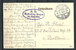 Germany Deutschland Field Post Feldpostkarte 1916 WWI S. B. Rekruten-Depot 24. Res.-Div. Mühle Bei St. Souplet France - Feldpost (franchigia Postale)