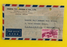 Japan Old Cover Solo Franking 80y Plane Over The Mount - Airmail