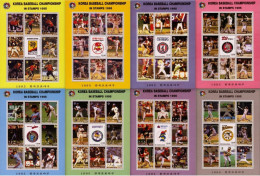 NICARAGUA KOREAN BASEBALL CHAMPIONSHIPS Sc 2087-2094, 8 FULL SHEETS, MNH 1995 CV$140.00 - Base-Ball