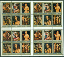 Manama 1971 Mi#655-66o Paintings Of Adam & Eve Sheet CTO - Manama