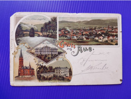 Alte AK Ansichtskarte Postkarte Gruss Aus Aue Sachsen Schule Fachschule Blecharbeiter Kirche Deutsches Reich Deutschland - Aue