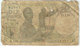 Etats D'Afrique De L'Ouest - Billet De 10 Francs Banque De L'Afrique Occidentale - 28 Octobre 1954 - P37 - Stati Dell'Africa Occidentale