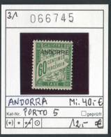 Andorra 1931 - Andorre Francaise 1931 - Michel Porto 5 - ** Mnh Neuf Postfris - - Nuevos