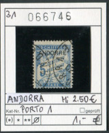 Andorra 1931 - Andorre Francaise 1931 - Michel Porto 1 - Oo Oblit. Used Gebruikt - Gebruikt