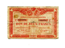 2 Francs Chambre De Commerce Quimper Et Brest 1920 - Bonds & Basic Needs