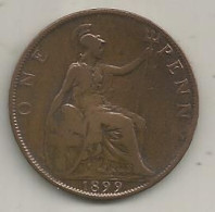 Monnaie, Grande Bretagne, Victoria, 1899, One, 1 Penny, 2 Scans - Andere & Zonder Classificatie