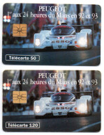 Peugeot 24 Heures Du Mans 92/93 - 2 Télécartes France 1993 Phonecard (salon 381) - 1993