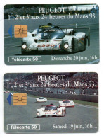 Peugeot 24 Heures Du Mans 92/93 - 2 Télécartes France 1993 Phonecard (salon 382) - 1993