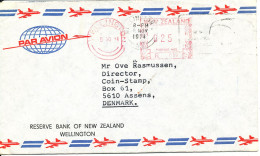 New Zealand Air Mail Cover With Red Meter Cancel Sent To Denmark Wellington 5-11-1974 - Luchtpost