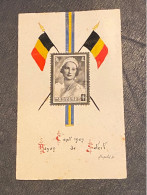 Timbre - Belgique - COB 411  Deuil De SM La Reine Astrid - 1935 Monté Sur Carte Calligraphie - Autres & Non Classés