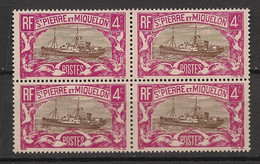 SPM - 1932-33 - N°Yv. 138 - Chalutier 4c - Bloc De 4 - Neuf Luxe ** / MNH / Postfrisch - Nuevos