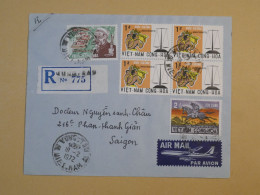 DE14 VIETNAM CONG HOA   GREAT RARE LETTER  .QUALITY. RECO 1974  NONG TAU A SAIGON + BLOC DE 4 TP +  +AFF. INTERESSANT ++ - Viêt-Nam