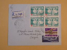 DE14 VIETNAM CONG HOA   GREAT RARE LETTER  .QUALITY. RECO 1972 SAIGON + BLOC DE 4 TP +  +AFF. INTERESSANT ++ - Vietnam