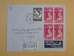 DE14 VIETNAM CONG HOA   GREAT RARE LETTER  .QUALITY. RECO 1972 SAIGON + BLOC DE 4 TP +  +AFF. INTERESSANT ++ - Viêt-Nam