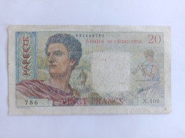 Billet France 20 Francs Banque De L'Indochine PAPEETE - Autres & Non Classés