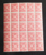 SOUDAN - 1931 - Taxe TT N°YT. 12 - 10c Rose - Bloc De 25 - Neuf Luxe ** / MNH / Postfrisch - Neufs