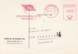 Motive Motive  Flaggen Karte Mit Freistempel Hamburg 1971 Rob M Sloman Mit Hamburg Fahne - Enveloppes