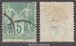 5c Sage Type I (N/B) Oblitéré TB (Y&T N° 64, Cote  60€) - 1876-1878 Sage (Type I)