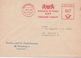 Motive Getränke Biere Brief Mit Freistempel Hamburg 1956 Bavaria St Pauli Bier Schmeckt Immer - Beers