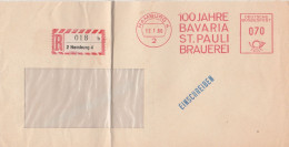 Motive Getränke Biere Brief Mit Freistempel Hamburg 1966 100 Jahre Bavaria St Pauli Bierei Einschreiben - Biere