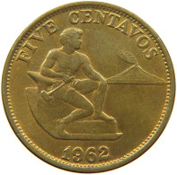 PHILIPPINES 5 CENTAVOS 1962  #a021 0097 - Philippines