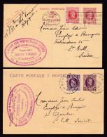 DDFF 010 --   2 X Entier Postal Houyoux NAMUR 1923/24 - Cachet Ringlet, Inspecteur De L' Union Des Propriétaires Belges - Postkarten 1909-1934