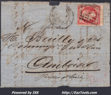 FRANCE N°17B SUR FRAGMENT AVEC BUREAU J DE PARIS + CACHET A DATE DE 1860 - 1853-1860 Napoleon III