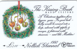 Manx Telecom, The Kissing Bush 1992 & Christmas, Fine Used, Rare - Man (Isle Of)