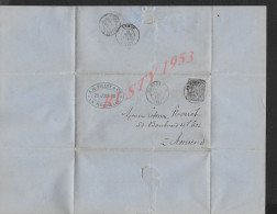 LETTRE SUR SAGE DE 1878 DE LA ROCHELLE DE A M PILLOT CIE POUR CACHET AMIENS : - 1876-1878 Sage (Type I)