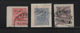 GREECE 1941 IONIAN ISLANDS OVERPRINTED CORFU ON 3 POSTAGE DUE USED STAMPS      HELLAS No 35 - 37 AND VALUE EURO 620.00 - Islas Ionian