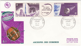 COMORES : FDC Fusée Diamant Satellite A1 Oblitération Dzaoudzi 1966 - Storia Postale