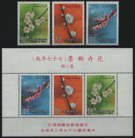 Taiwan 1988 - Mi-Nr. 1792-1794 & Block 38 ** - MNH - Blumen / Flowers - Ungebraucht