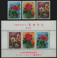 Taiwan 1988 - Mi-Nr. 1839-1841 & Block 41 ** - MNH - Blumen / Flowers - Ungebraucht